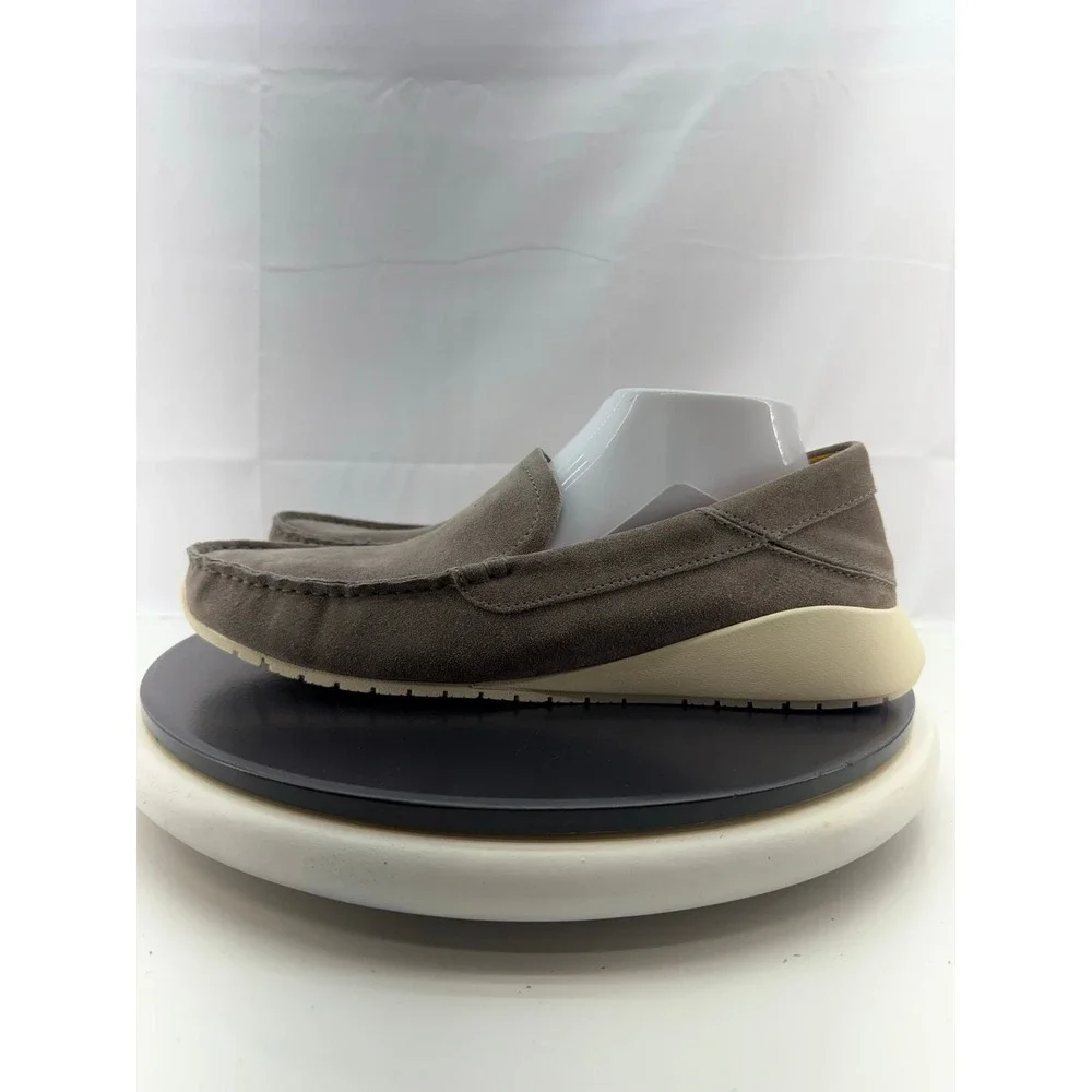 OluKai Ka'a Driver Mens Size 10 Gray Italian Suede Slip On Shoes Driving Loafers